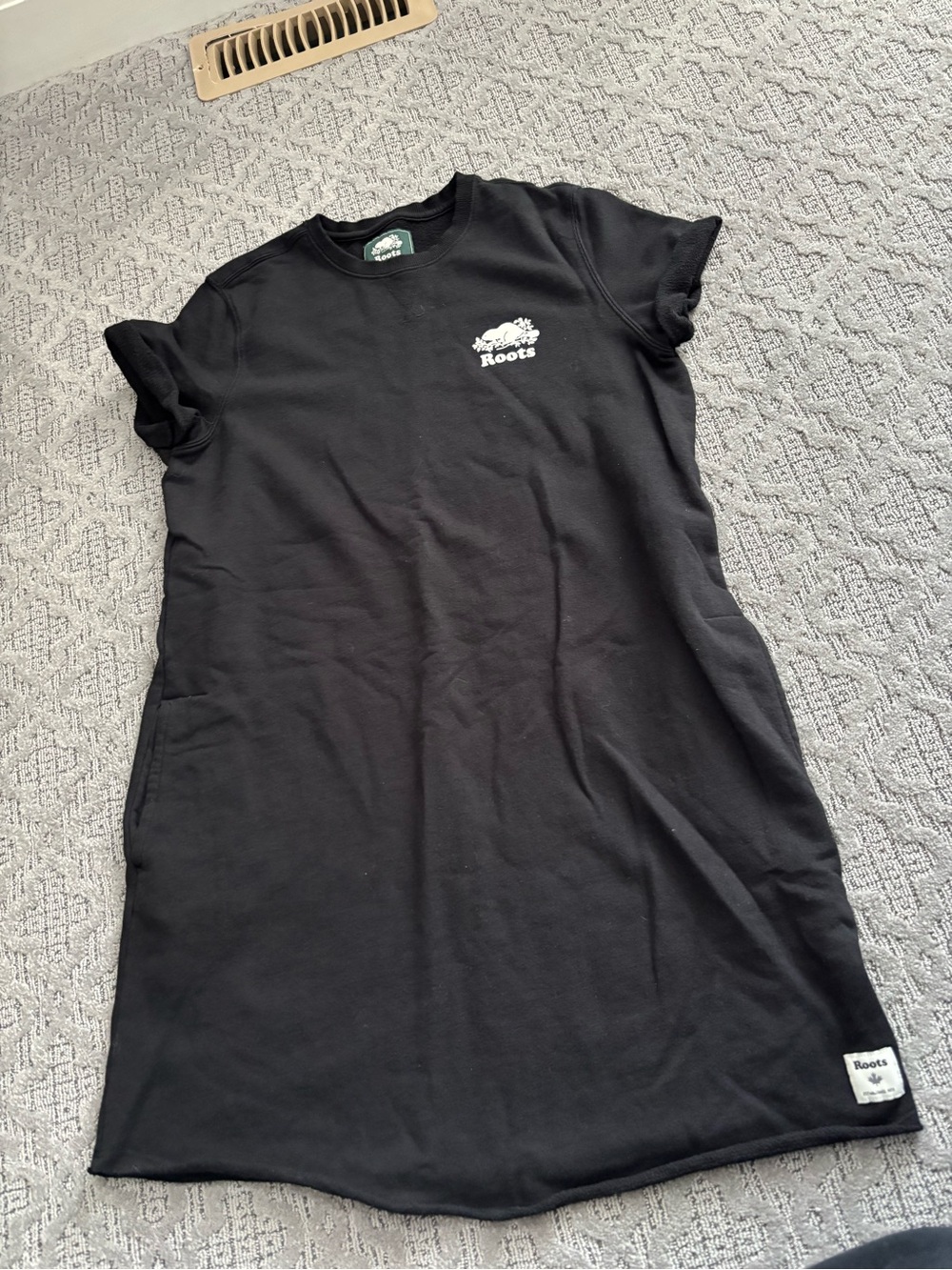Roots Black Mini T-Shirt Dress with Logo